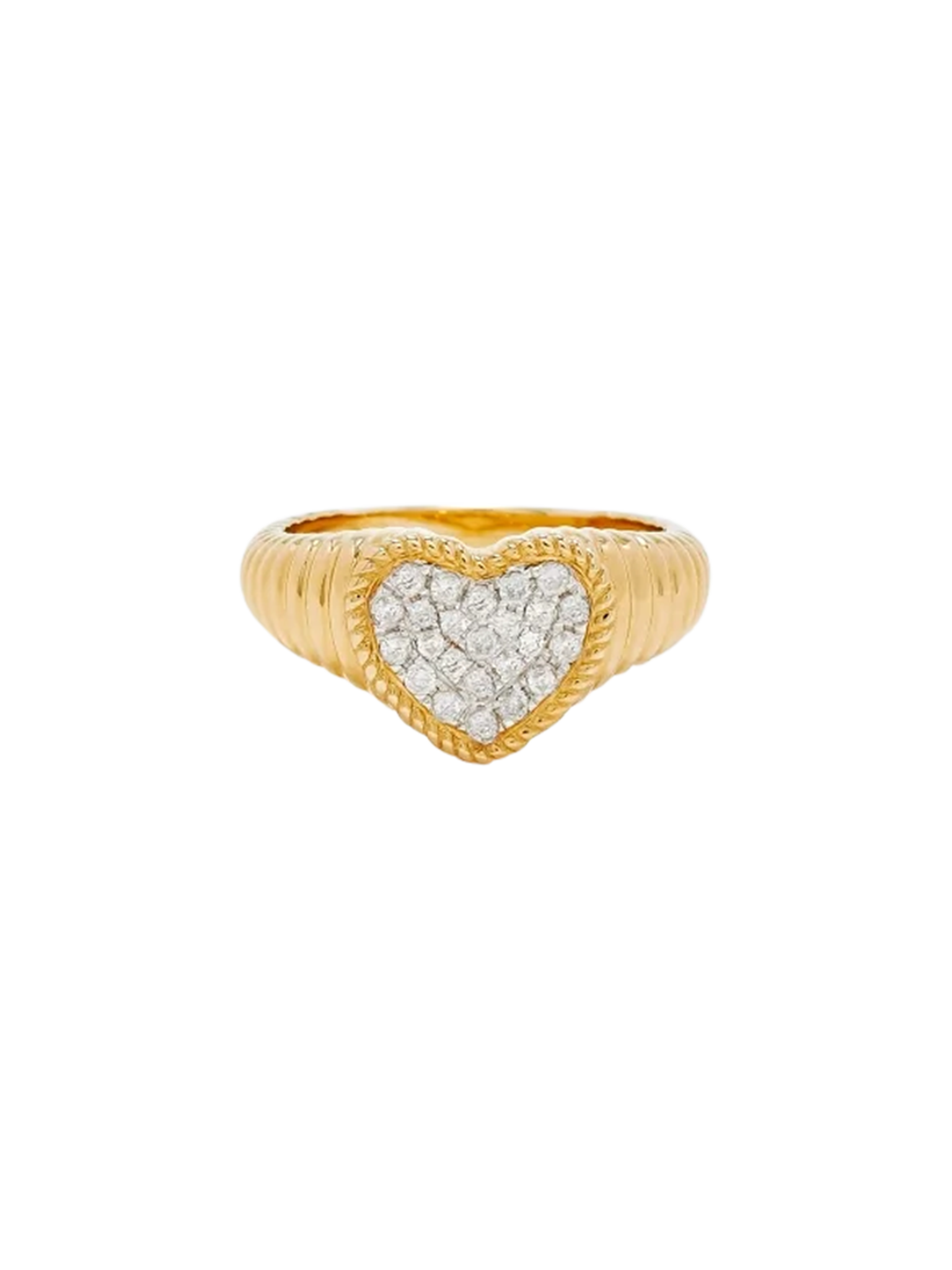 Baby signet ring heart berlingot diamonds yellow gold